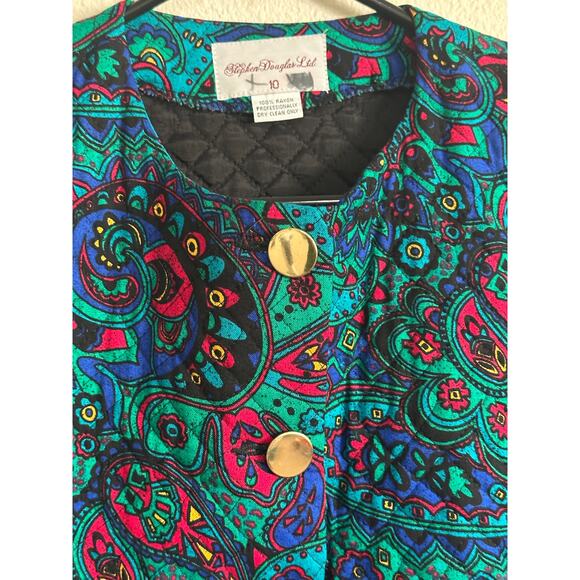 Stephen Douglas Vintage Quilted Jacket Size 10 Abstract Colorful 80s 90s Boho - Picture 5 of 6
